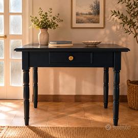 SCRIVANIA  VERDE PETROLIO CON PIANO VETR