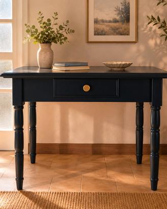 SCRIVANIA  VERDE PETROLIO CON PIANO VETR