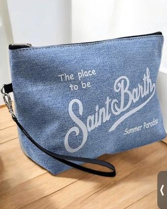 Pochette saint barth in denim chiaro