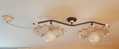 Lampadario ceramica e ferro battuto