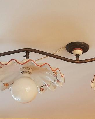 Lampadario ceramica e ferro battuto