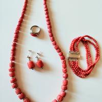 parure in vero corallo e argento 925