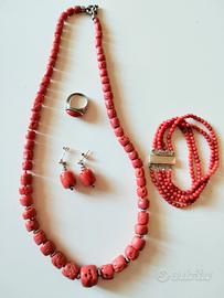 parure in vero corallo e argento 925