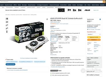 Scheda Video ASUS Dual GeForce GTX 1070 8GB GDDR5