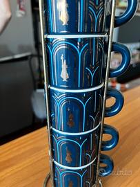 Set 6 tazzine Bialetti blu con supporto in metallo