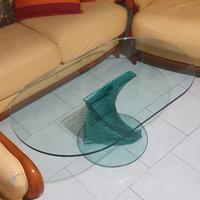 Tavolino in vetro a spirale anni 80