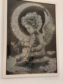 Quadro Angelo fatto a mano con i strass