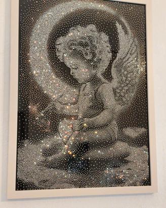 Quadro Angelo fatto a mano con i strass