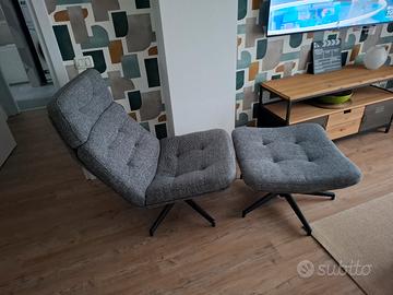 poltrona girevole e poggiapiedi 