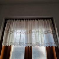 Tenda corta in lino-cotone con intarsio cm 158x56