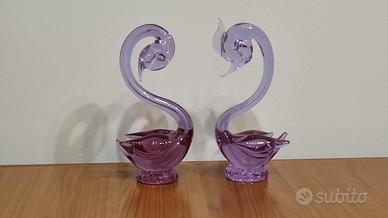 Coppia di Cigni in Vetro di Murano