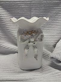 Vaso Bassano ceramica bianca con filini color oro