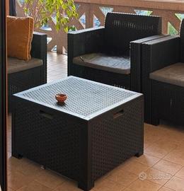 salotto esterno grigio scuro rattan BICA