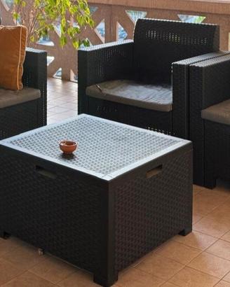 salotto esterno grigio scuro rattan BICA