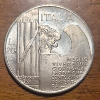 moneta 20 lire raffigurante mussolini