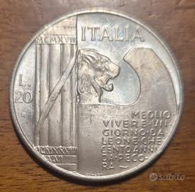 moneta 20 lire raffigurante mussolini