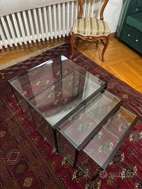 Set tre tavolini in vetro