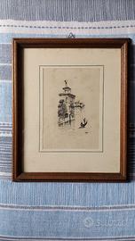 Quadro disegno a china Venezia