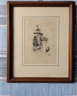 Quadro disegno a china Venezia