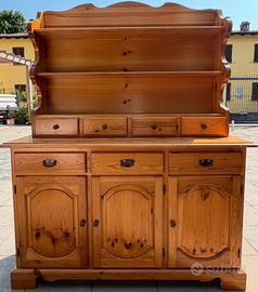 Credenza rustica in legno massello con alzata