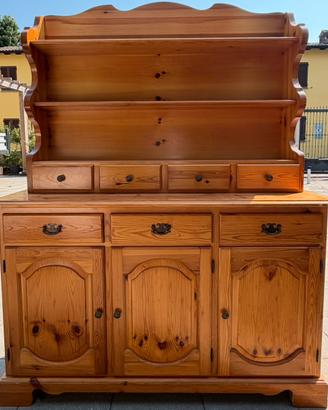 Credenza rustica in legno massello con alzata