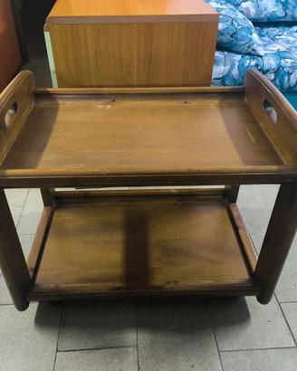 carrello in pino massello tinto noce