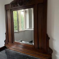 Comò (cassettiera) con specchio in legno e marmo