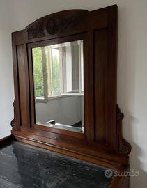 Comò (cassettiera) con specchio in legno e marmo
