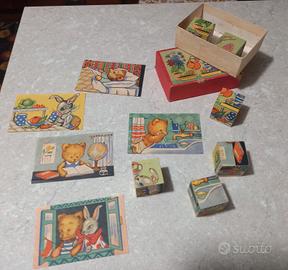 Gioco puzzle dadi 6 figure vintage anni 60