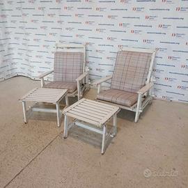 Coppia Sedie da Giardino anni 70 con tavolini