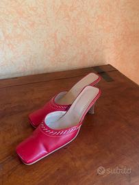 Sabot donna in pelle di colore rosso