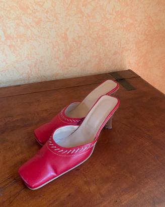 Sabot donna in pelle di colore rosso