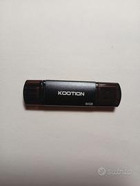 Kootion chiavetta USB C 64 GB, 2 in 1 otg pendrive