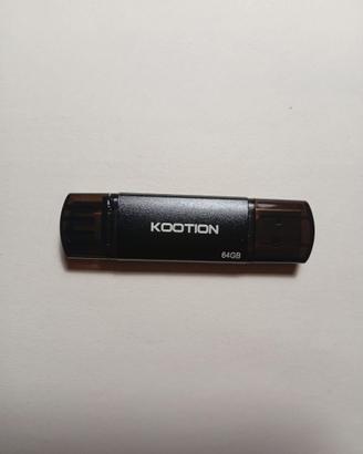 Kootion chiavetta USB C 64 GB, 2 in 1 otg pendrive