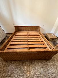 Letto matrimoniale vimini + doghe e materasso