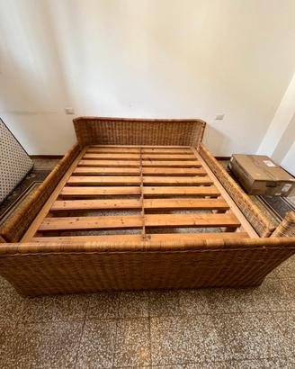 Letto matrimoniale vimini + doghe e materasso