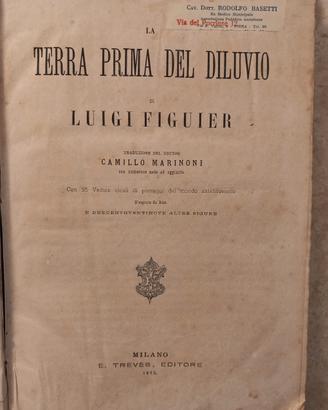 Libro Antico 1872 La Terra Prima Del Diluvio