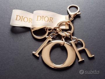 Portachiavi Dior, D I O R, nastro raso Dior avorio