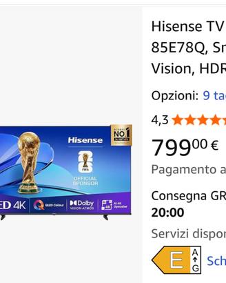 Smart Tv 85” HiSense 4k
