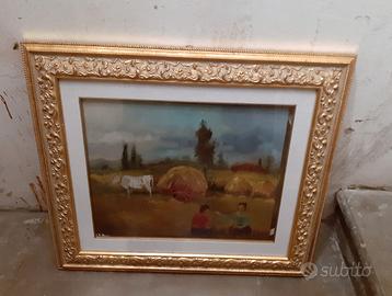 Quadro olio su tela firma J.P.Theo