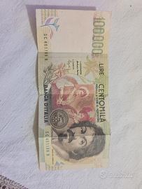 Banconota da 100.000 Mila lire Caravaggio 