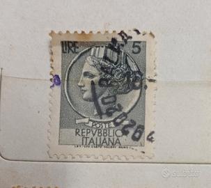 francobollo siracusana 5 lire