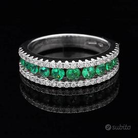 GIORGIO VISCONTI ANELLO ORO  BRILLANTI E SMERALDI