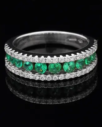 GIORGIO VISCONTI ANELLO ORO  BRILLANTI E SMERALDI