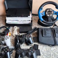 PlayStation 2 con 4 joystick e volante con pedalie