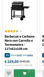 Barbecue usato a carbone con carrello e termometro