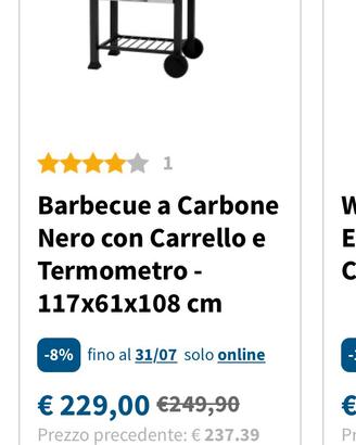 Barbecue usato a carbone con carrello e termometro