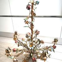 Lampadario fiori in metallo  anni 50 vintage