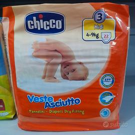 Pannolini chicco 3 midi 4-9kg 22pezzi per pacco