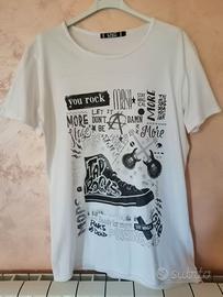 T-shirt bianca uomo con stampa musicale.